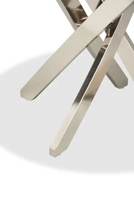 Table d'appoint ronde moderne en verre de 24 po – Argent avec base en acier inoxydable