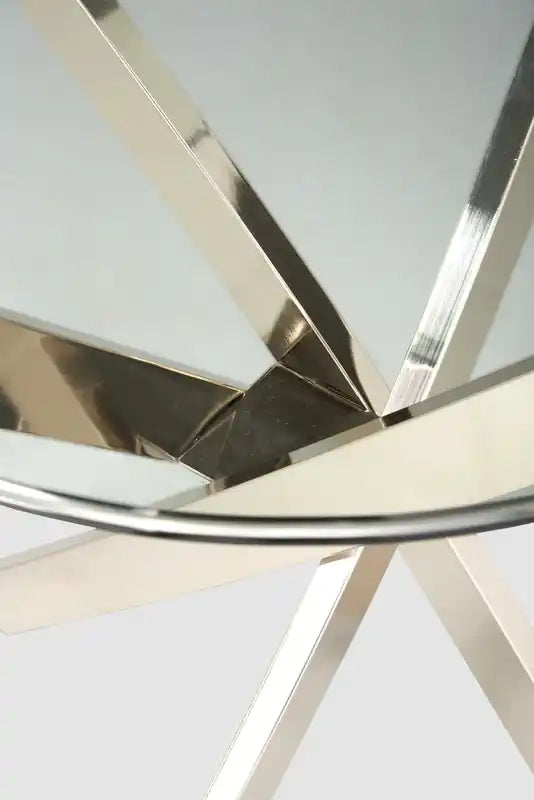 Table d'appoint ronde moderne en verre de 24 po – Argent avec base en acier inoxydable