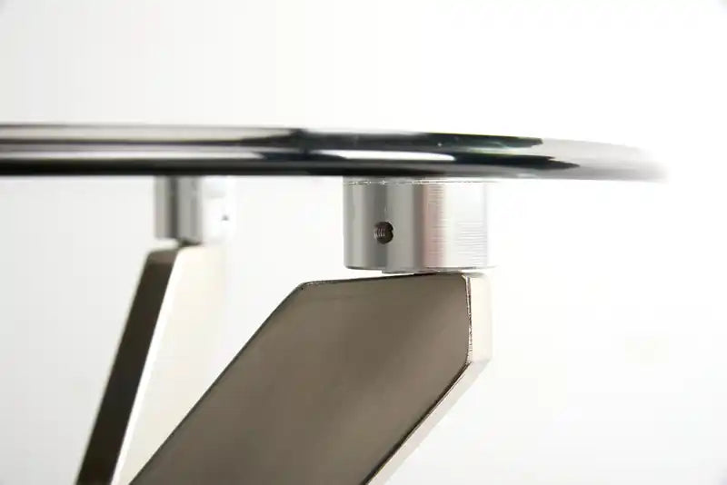 Table d'appoint ronde moderne en verre de 24 po – Argent avec base en acier inoxydable